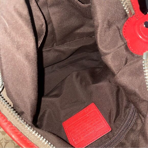 Coach 19918 Legacy Signature Stripe Duffle Bag Red - Picture 9 of 9